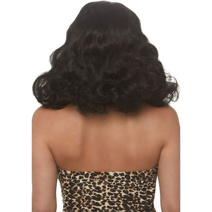 LEG AVENUE - RETRO CURLY WIG WITH BLACK GLOW-IN-THE-DARK BANGS