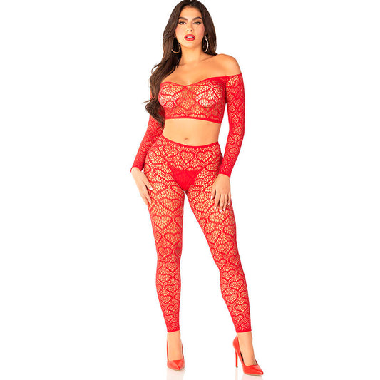 LEG AVENUE - CROP TOP + RED TIGHTS ONE SIZE