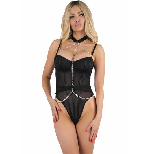 LIVCO CORSETTI FASHION - RUBIKA LC XG079 BODYSUIT WITH CHOKER BLACK M