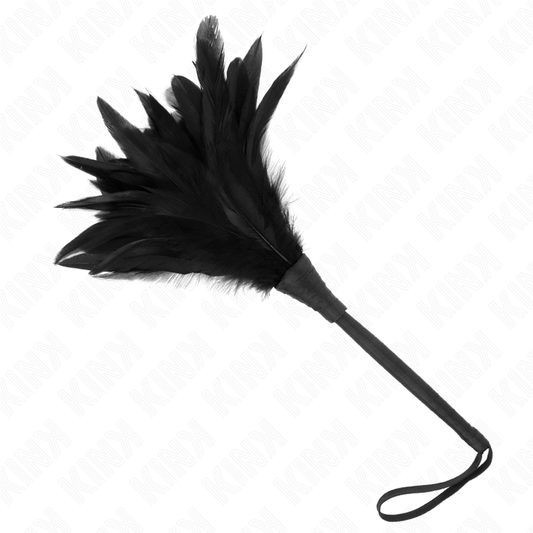KINK - CHICKEN FEATHERS FOR TICKLING IN THE SHAPE OF A BLACK MAID'S HORN 36 CM
