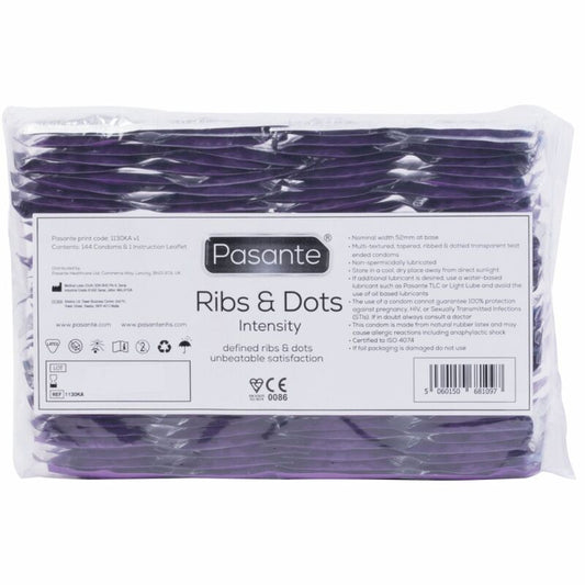 THROUGH - RIBS &amp; DOTS INTENSITY CONDOMS 144 UNITS