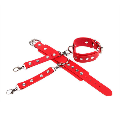 SUBBLIME - 953706 RED BONDAGE BELT HANDCUFFS ONE SIZE
