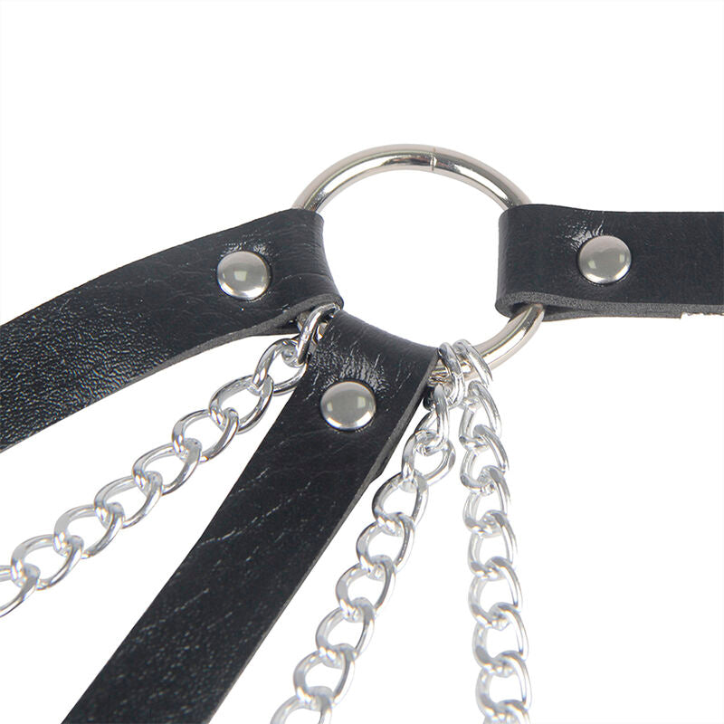 SUBBLIME - 953713 PUNK BONDAGE BELT BLACK METAL BUCKLE ONE SIZE