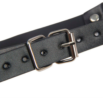 SUBBLIME - 953720 Black Leather Bondage Chest Clamps with Strap, One Size