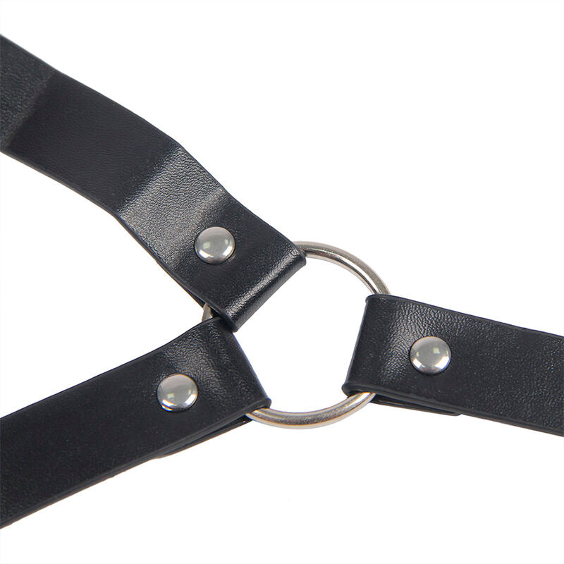 SUBBLIME - 953720 Black Leather Bondage Chest Clamps with Strap, One Size