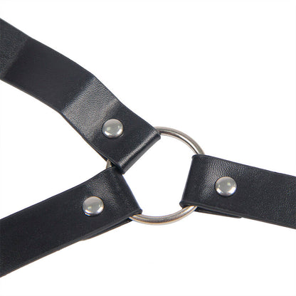 SUBBLIME - 953720 Black Leather Bondage Chest Clamps with Strap, One Size