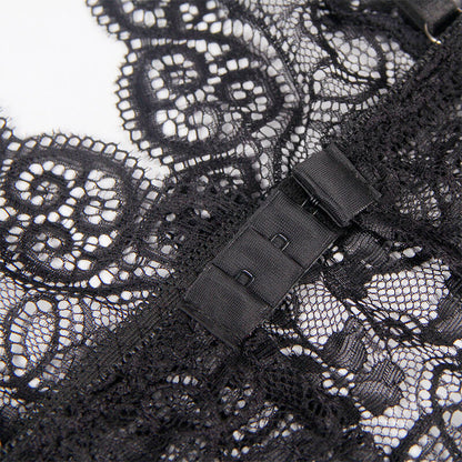 SUBBLIME - 953911 3 PIECE SET LACE AND SATIN BLACK S/M