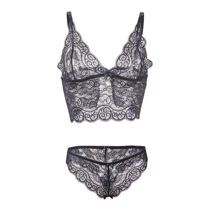 SUBBLIME - 953928 3 PIECE SET LACE AND SATIN BLACK L/XL