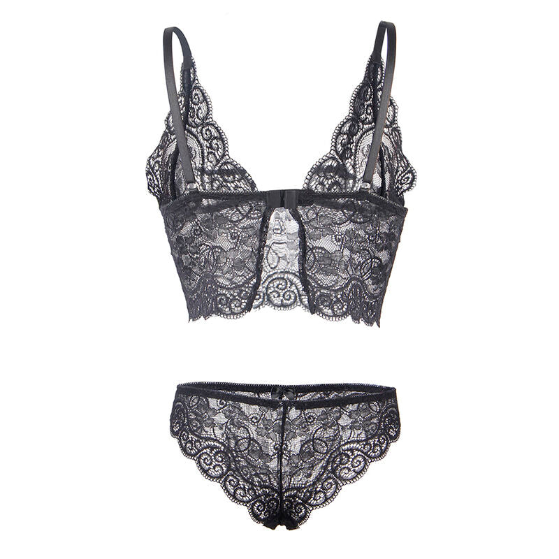 SUBBLIME - 953928 3 PIECE SET LACE AND SATIN BLACK L/XL