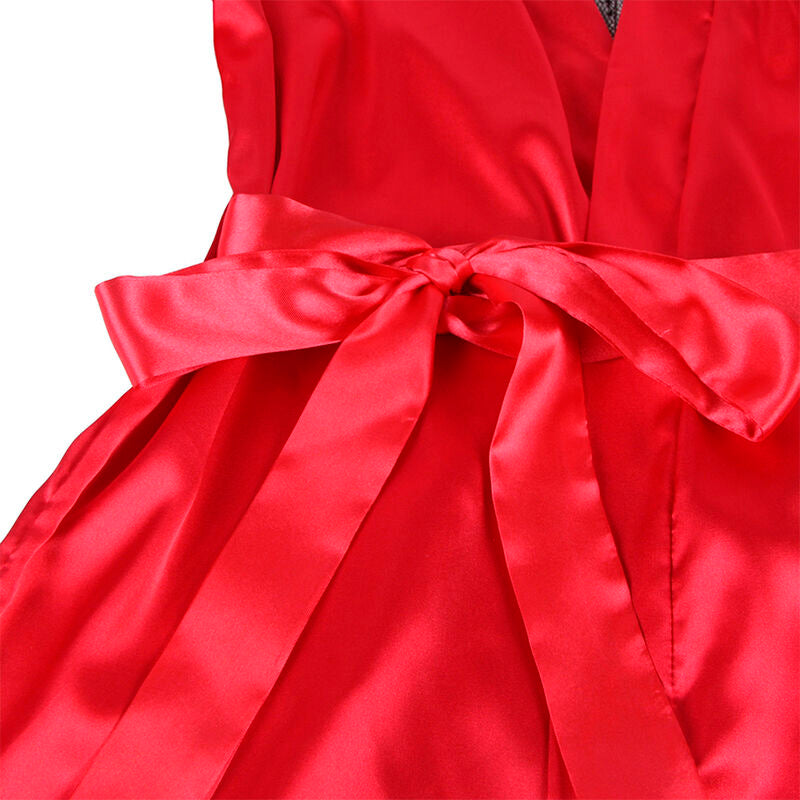 SUBBLIME - 954024 Lace Nightgown with Sheer Back + Thong, Red/Black, L/XL