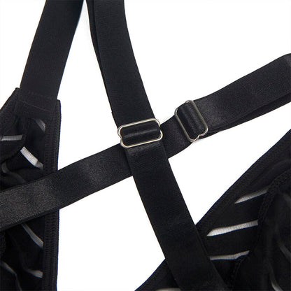 SUBBLIME - 954147 BLACK BODYSUIT WITH GARTER S/M