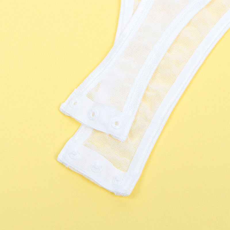 SUBBLIME - 954284 BODYSUIT WITH CHAINS + GARTER BELT WHITE S/M