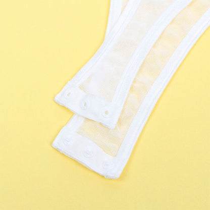 SUBBLIME - 954284 BODYSUIT WITH CHAINS + GARTER BELT WHITE S/M