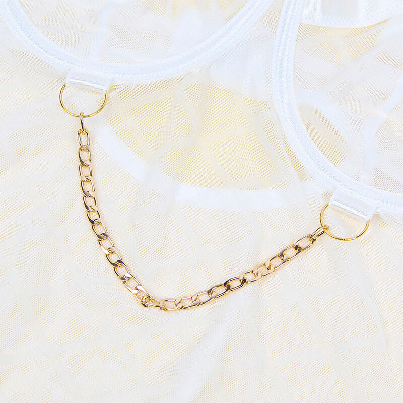 SUBBLIME - 954291 BODYSUIT WITH CHAINS + GARTER STRAPS WHITE L/XL