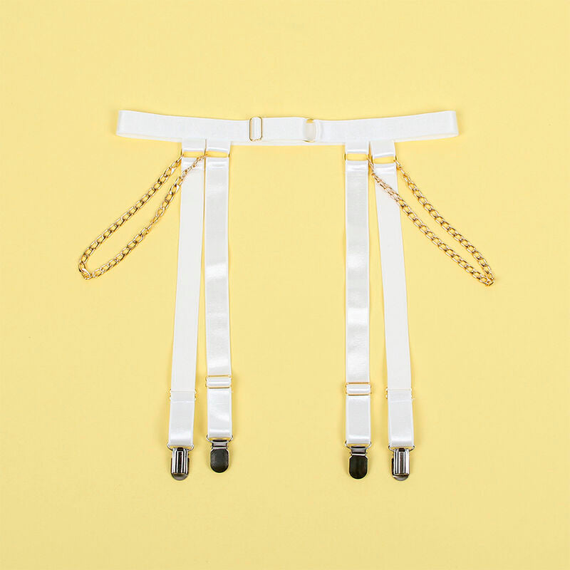 SUBBLIME - 954291 BODYSUIT WITH CHAINS + GARTER STRAPS WHITE L/XL