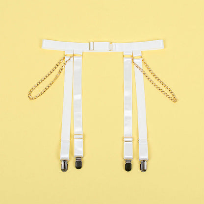 SUBBLIME - 954291 BODYSUIT WITH CHAINS + GARTER STRAPS WHITE L/XL