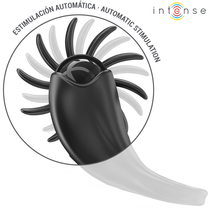 Intens: anell vibrador Mabel 10 Vibracions amb estimulador de clitoris negre
