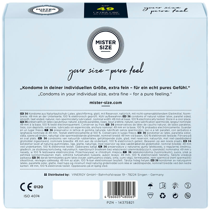 MISTER MIST - CONDOMS Mida S 49 mm (36 unitats)