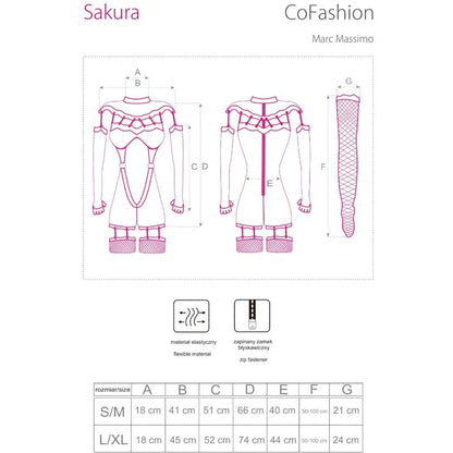 LIVCO CORSETTI FASHION - SAKURA CF 90357 JUMPSUIT + LONG GLOVES + GARTER STRAPS BLACK L/XL