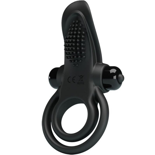 Pretty Love: anell de doble vibrador + estimulatoris de clitoris 10 vibracions negres