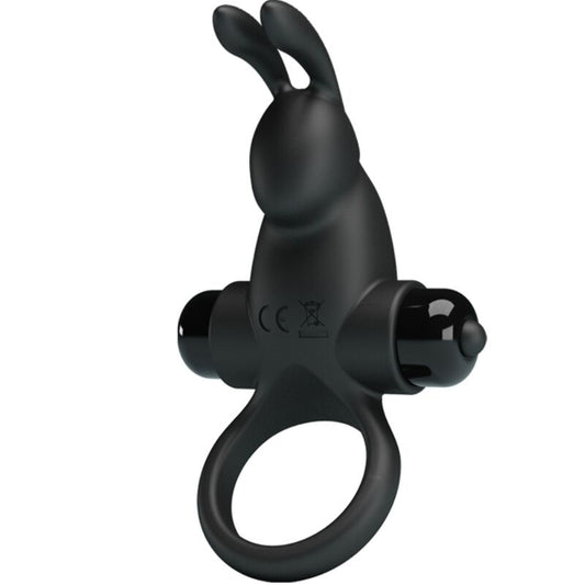 Pretty Love: anell vibrador + estimulador de clitoris de conill 10 vibracions negres
