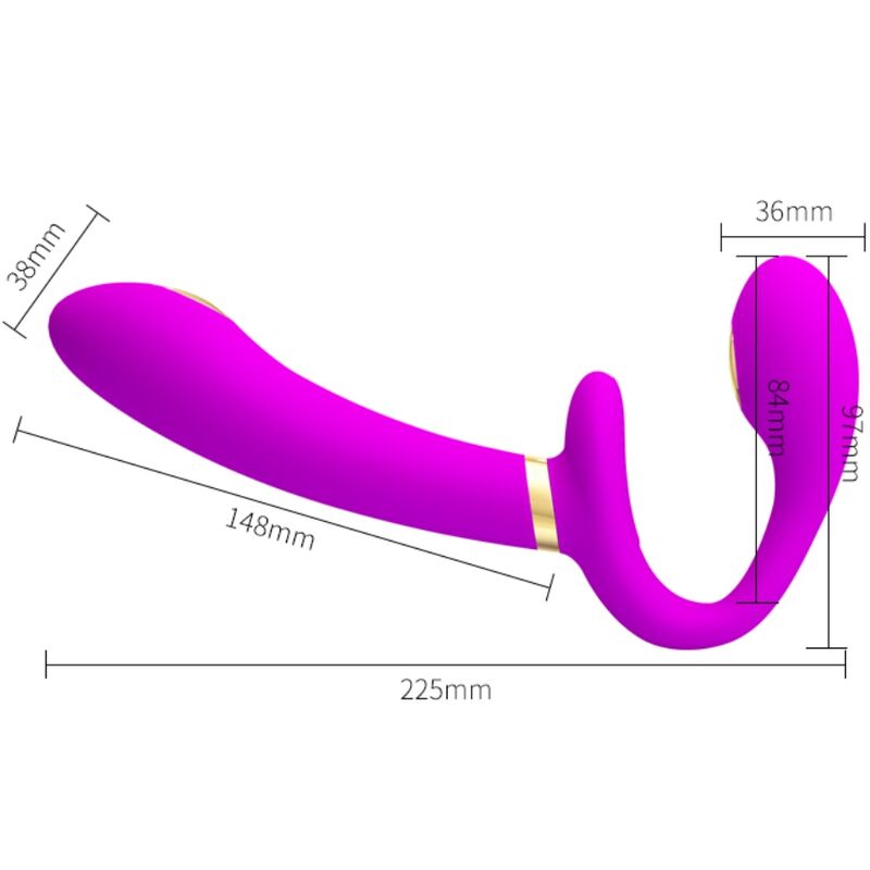 PRETTY LOVE - THUNDERBIRD DOUBLE STRAP-ON VIBRATOR WITH REMOTE CONTROL - PURPLE