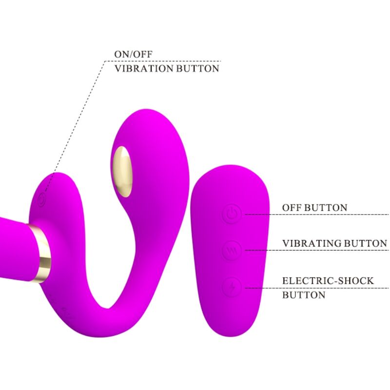 PRETTY LOVE - THUNDERBIRD DOUBLE STRAP-ON VIBRATOR WITH REMOTE CONTROL - PURPLE