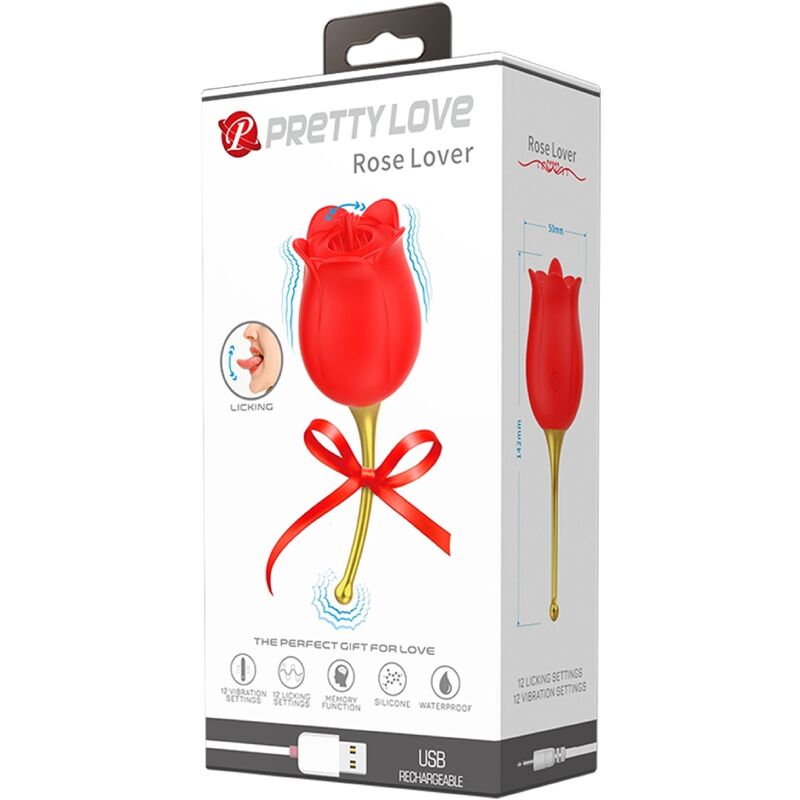 PRETTY LOVE - ROSE LOVER PINK CLITORAL STIMULATING TOOL 12 VIBRATIONS RED