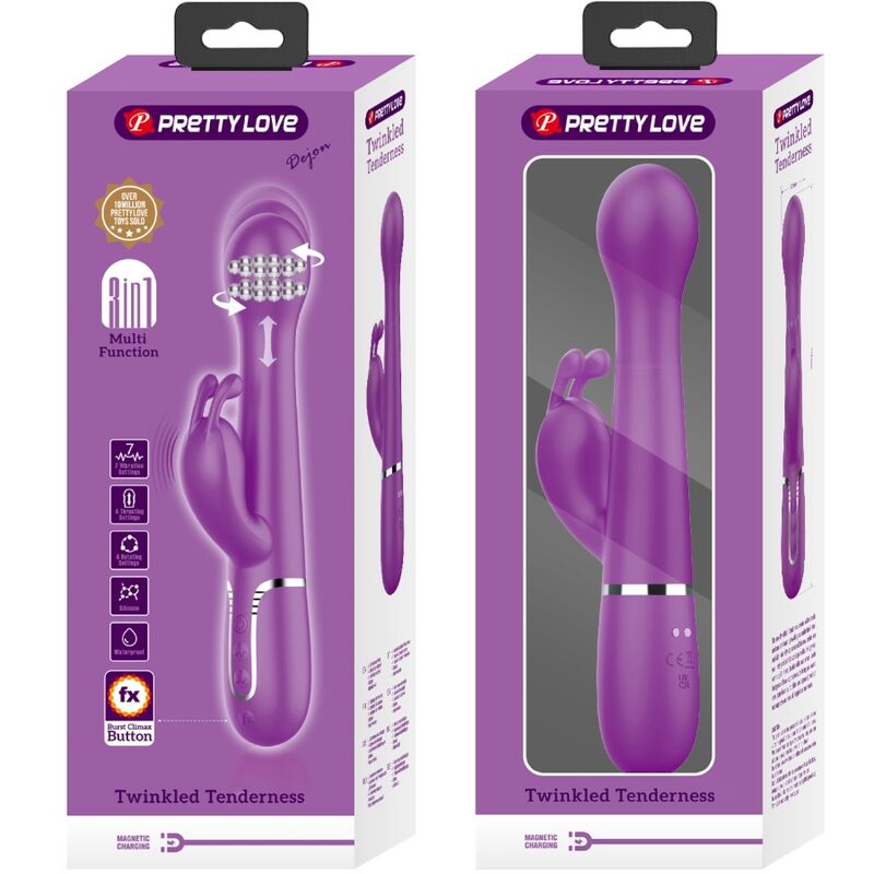 PRETTY LOVE - DEJON 3-IN-1 MULTIFUNCTION RABBIT VIBRATOR PURPLE