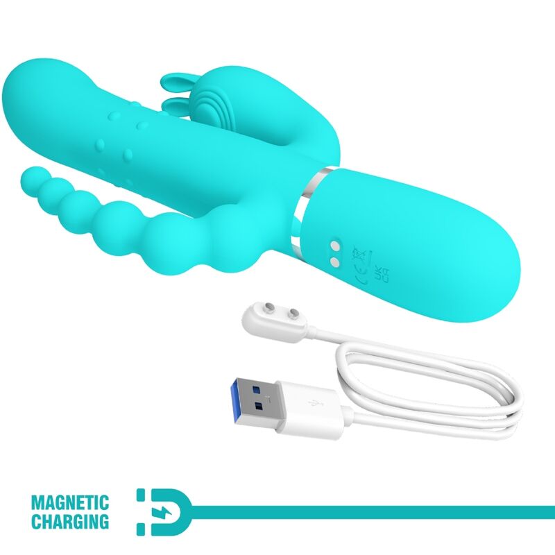 PRETTY LOVE - CAMMY TRIPLE RABBIT MULTIFUNCTIONAL VIBRATOR 4 IN 1 BLUE