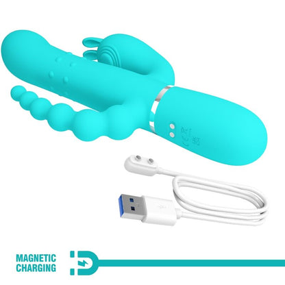 PRETTY LOVE - CAMMY TRIPLE RABBIT MULTIFUNCTIONAL VIBRATOR 4 IN 1 BLUE