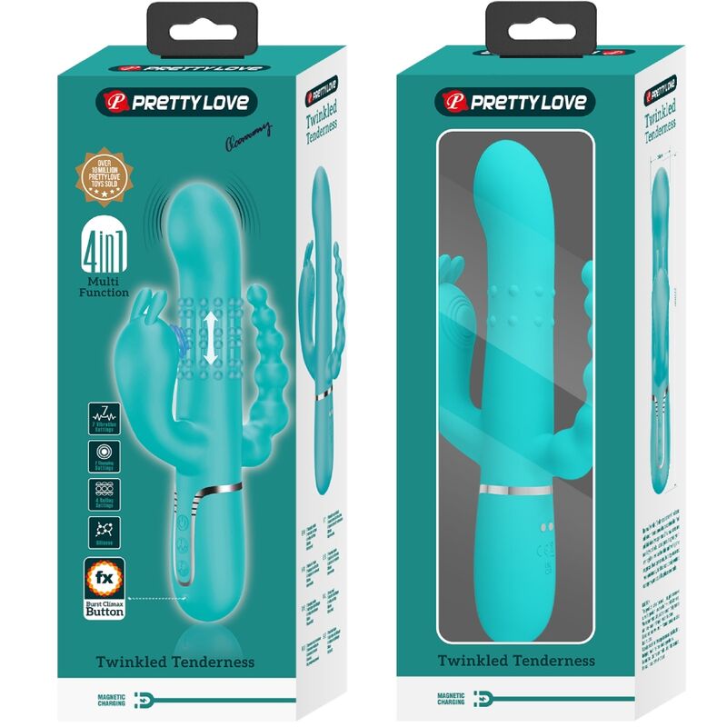 PRETTY LOVE - CAMMY TRIPLE RABBIT MULTIFUNCTIONAL VIBRATOR 4 IN 1 BLUE