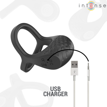 Intense - Alex Double Vibrador Ring Black 10 Vibracions
