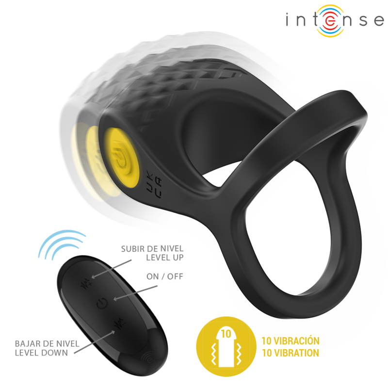 Intense - Alex Double Vibrador Ring Black 10 Vibracions