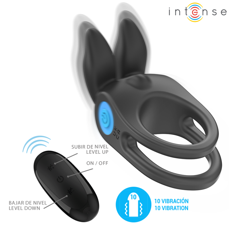 Intenso - Sam anel de vibrador duplo vibrações pretas pretas