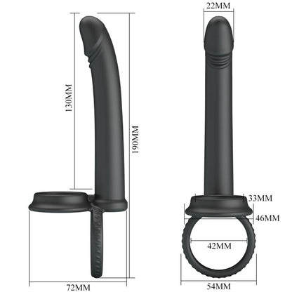 PRETTY LOVE - MOSES DOUBLE PENIS RING FOR WOMEN, BLACK PENETRATION