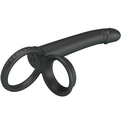 PRETTY LOVE - MOSES DOUBLE PENIS RING FOR WOMEN, BLACK PENETRATION