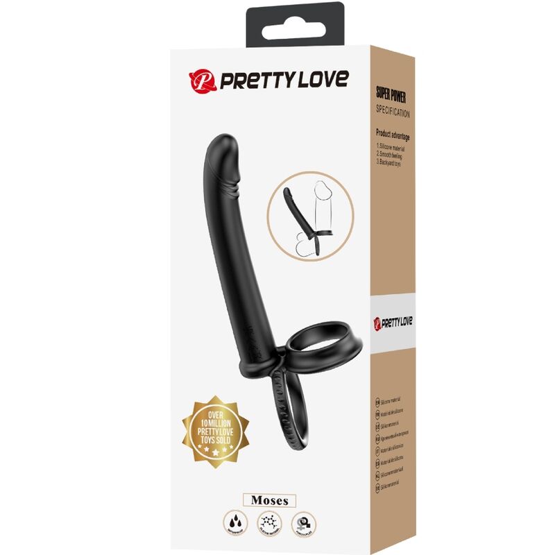 Pretty Love - Moisès Ring Double Penis per a la penetració negra