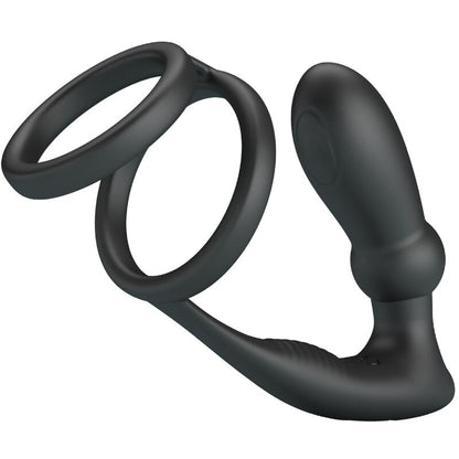 Pretty Love - Emoni Penis Ring + Plug Anal 12 Vibracions Negre