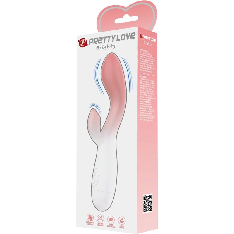 PRETTY LOVE - BRIGHTY VIBRADOR PONTO G + ESTIMULADOR DE CLITÓRIS 30 VIBRAÇÕES ROSA