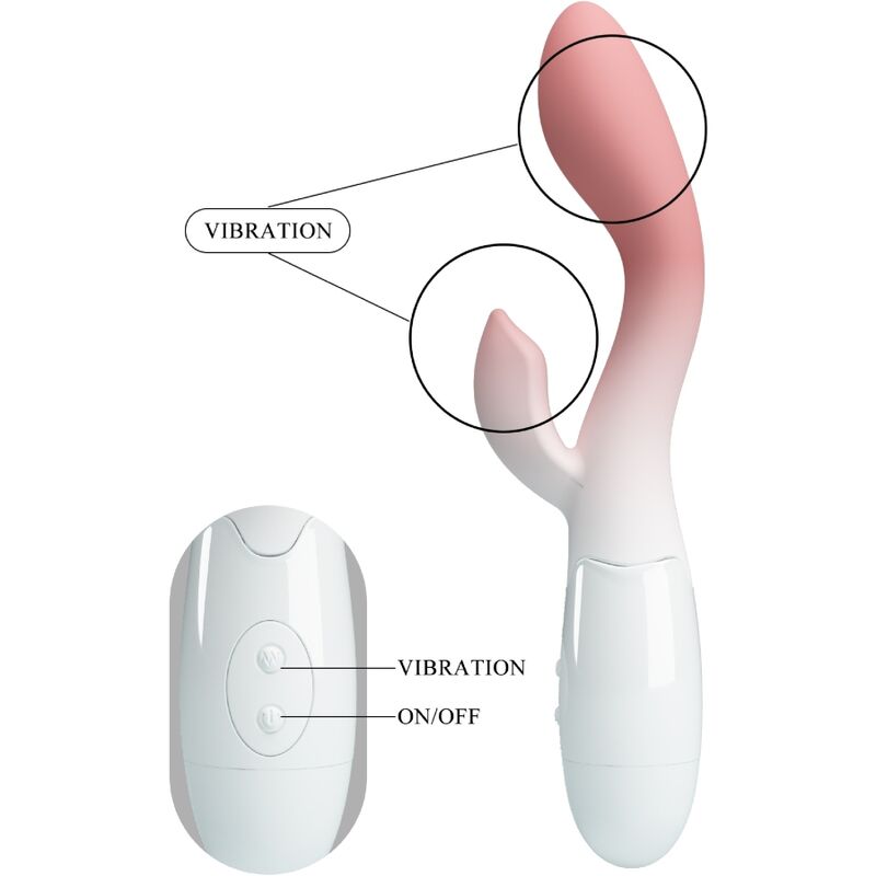 PRETTY LOVE - BRIGHTY VIBRADOR PONTO G + ESTIMULADOR DE CLITÓRIS 30 VIBRAÇÕES ROSA