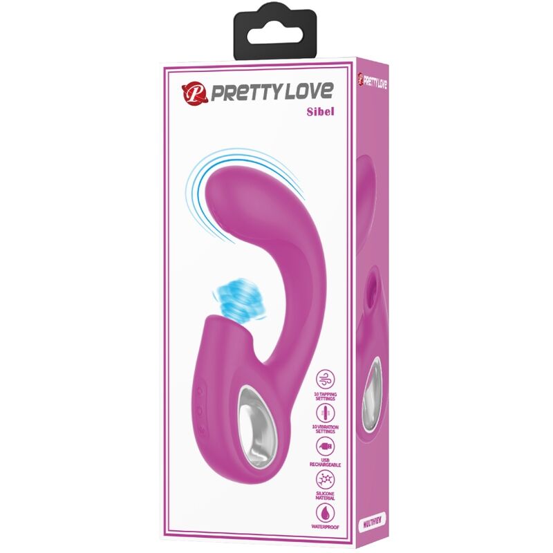 PRETTY LOVE - SIBEL G-SPOT VIBRATOR + CLITORAL STIMULATOR 10 VIBRATIONS PURPLE