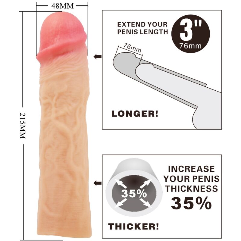 PRETTY LOVE - DEREK PENIS SLEEVE WITH 7.6 CM NATURAL EXTENSION