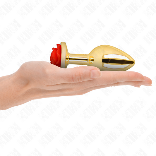 KINK - PLUG ANAL DORADO ROSA ROJA TALLA L