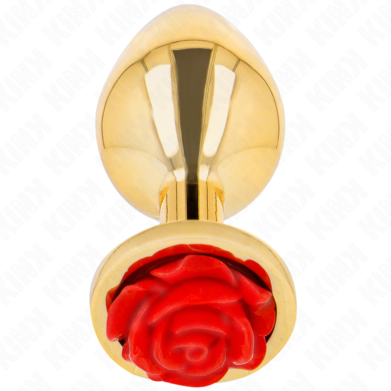 KINK - PLUG ANAL DOURADO ROSA VERMELHA TAMANHO S