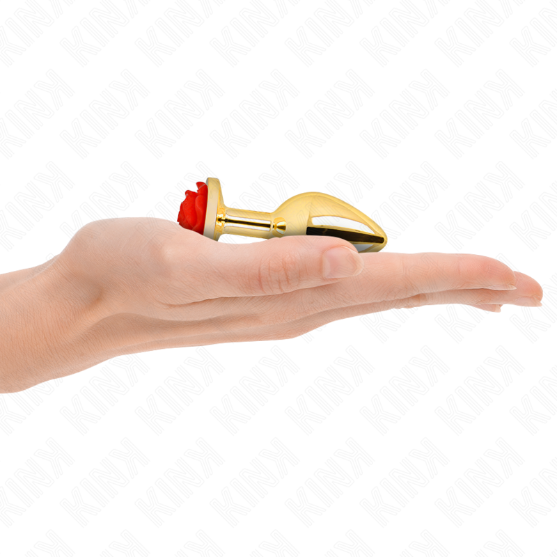 KINK - PLUG ANAL DOURADO ROSA VERMELHA TAMANHO S