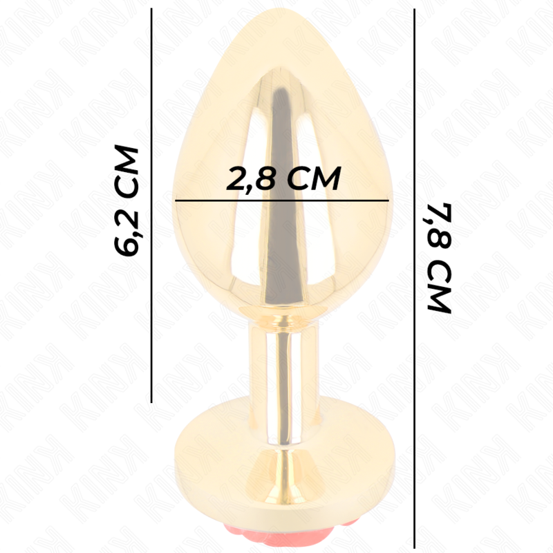 KINK - PLUG ANAL DOURADO ROSA VERMELHA TAMANHO S