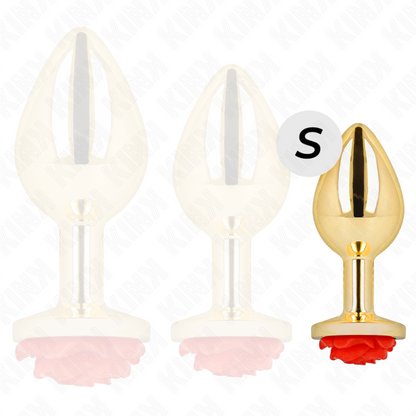 KINK - PLUG ANAL DOURADO ROSA VERMELHA TAMANHO S