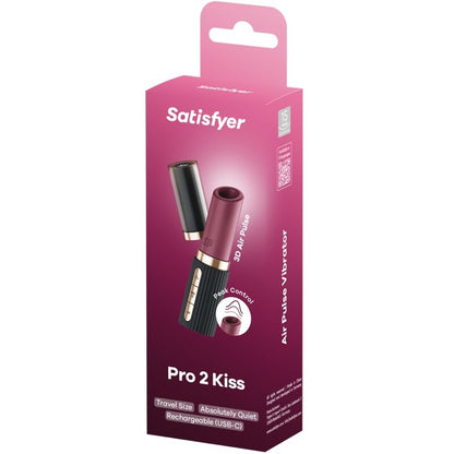 SATISFYER - PRO 2 KISS CLITORAL STIMULATOR WITH WAVES, GARNET/BLACK