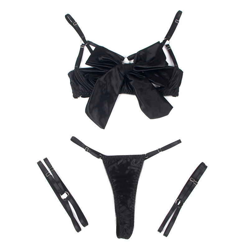 SUBBLIME - 955199 SET ADJUSTABLE BLACK BOW BRA S/M